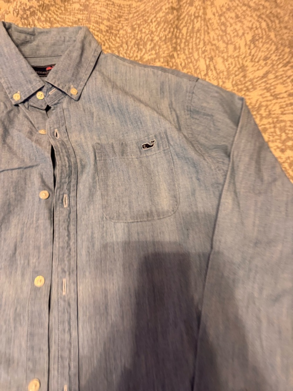 Vineyard Vines Chambray Button-Down Shirt with Whale Logo - Light Blue - Picture 2 of 5